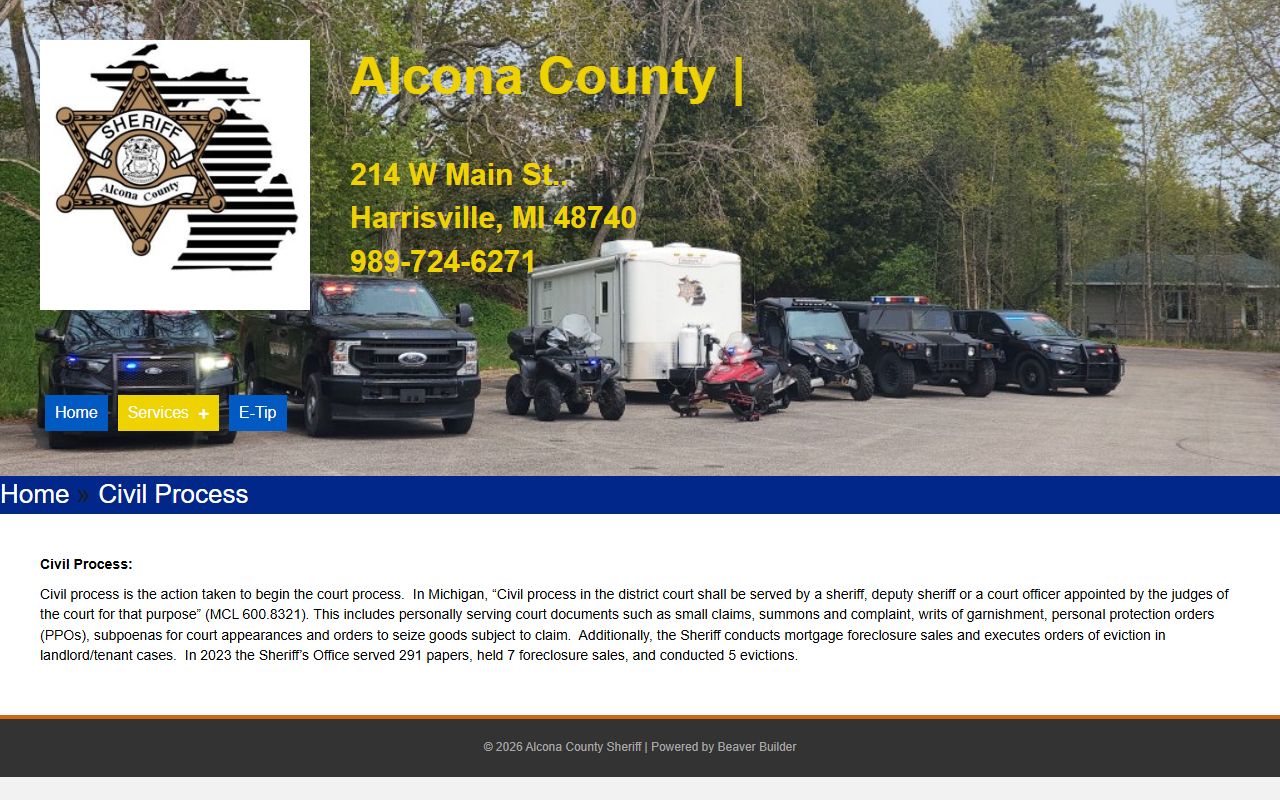 Alcona County arrest records and sheriff corrections information