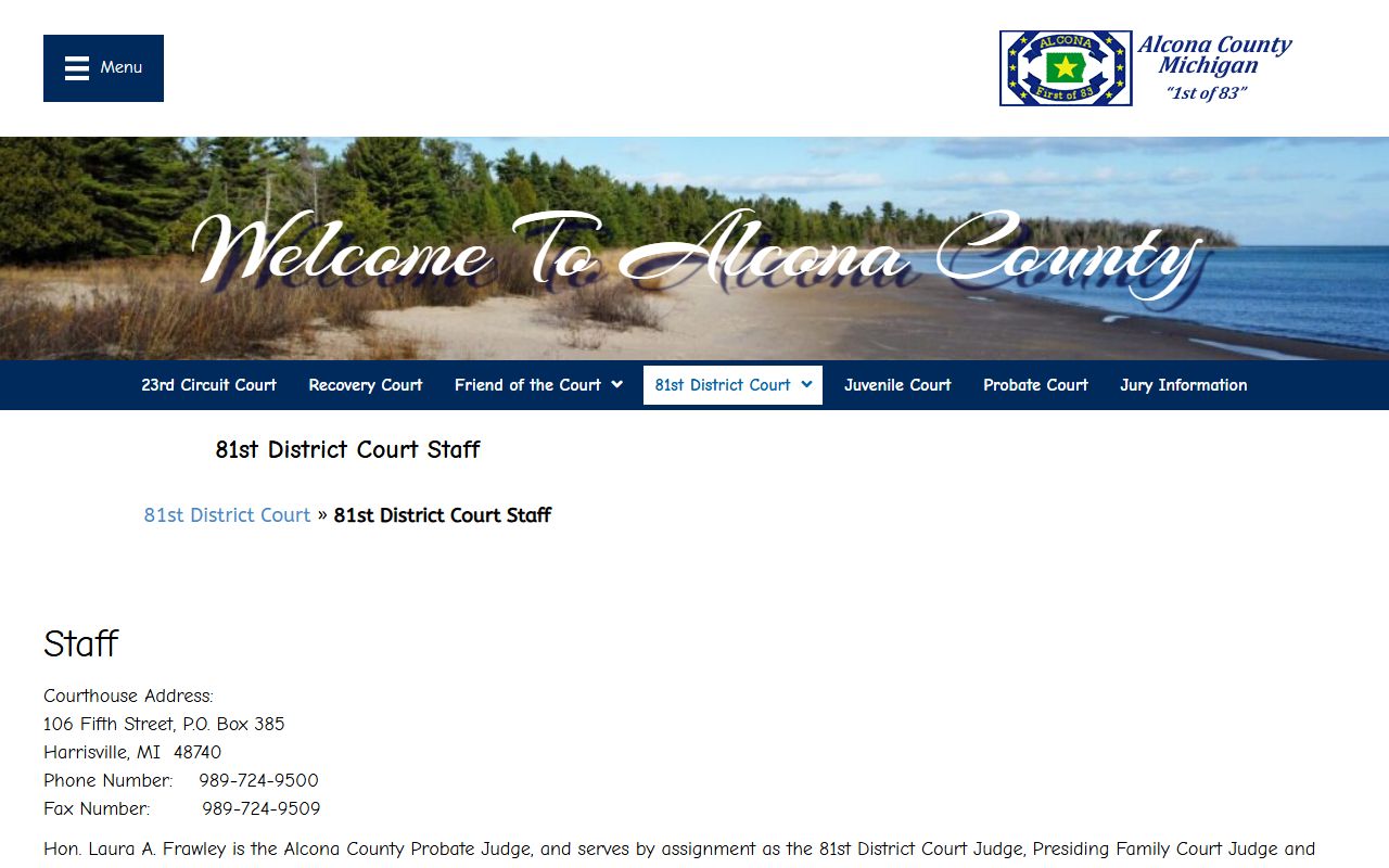Alcona County court dockets district court records