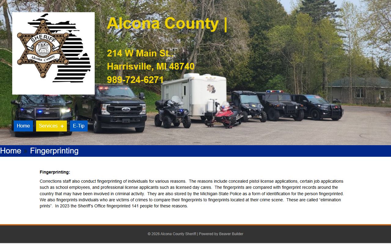 Alcona County criminal court records fingerprinting service
