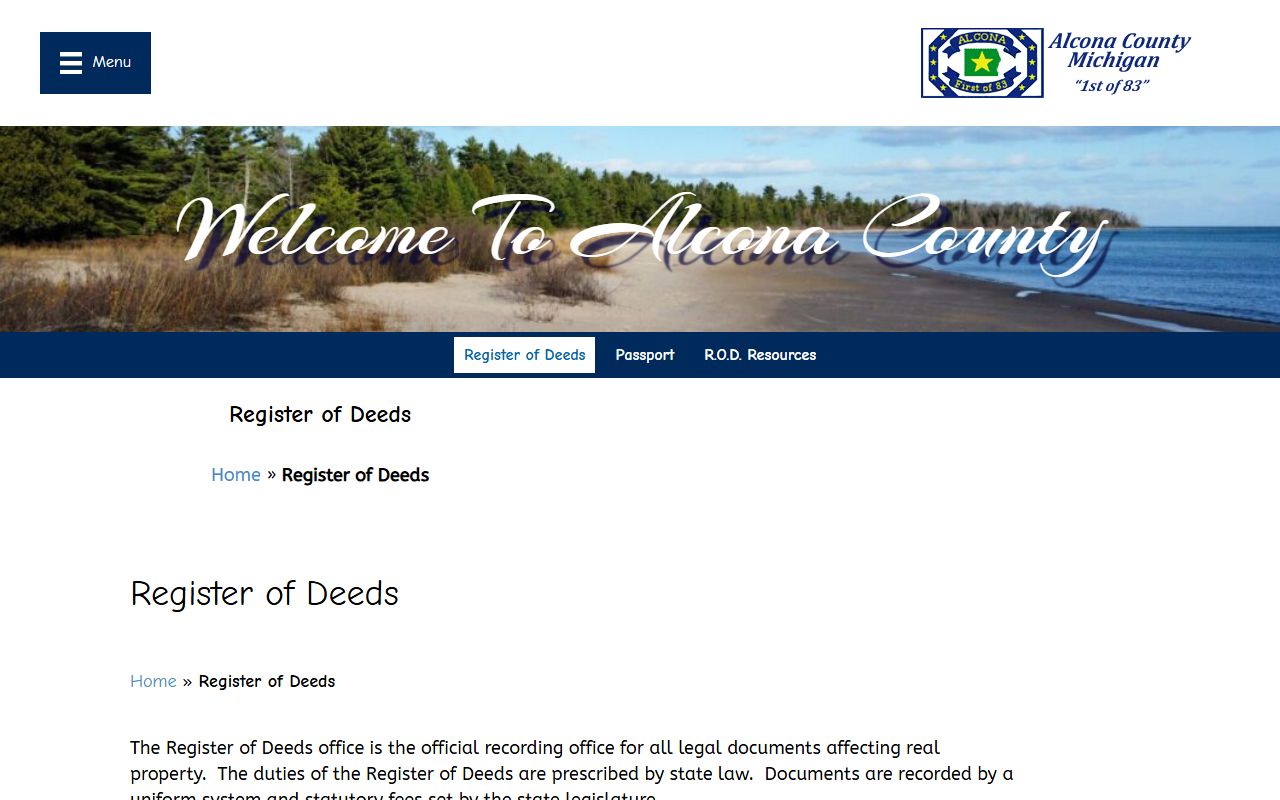 Alcona County Register of Deeds records and property document search