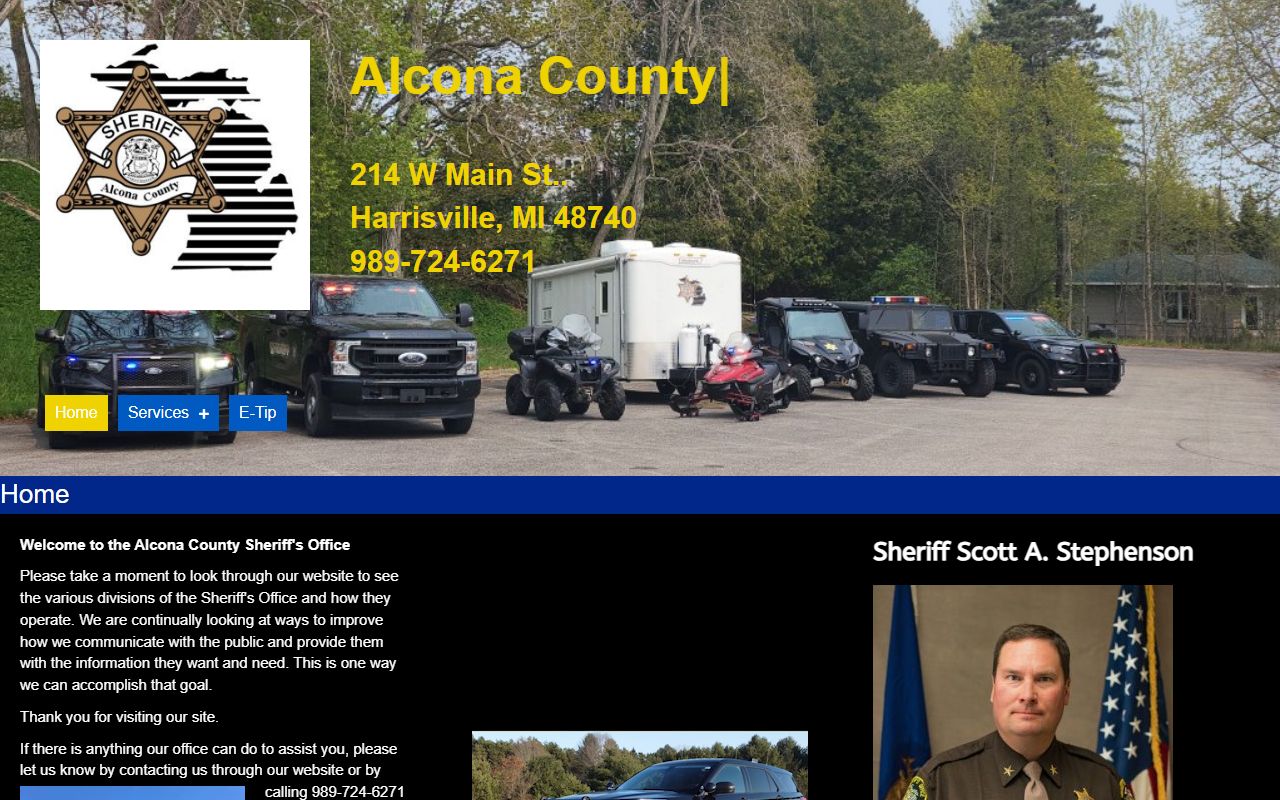 Alcona County Sheriff office and jail records services page