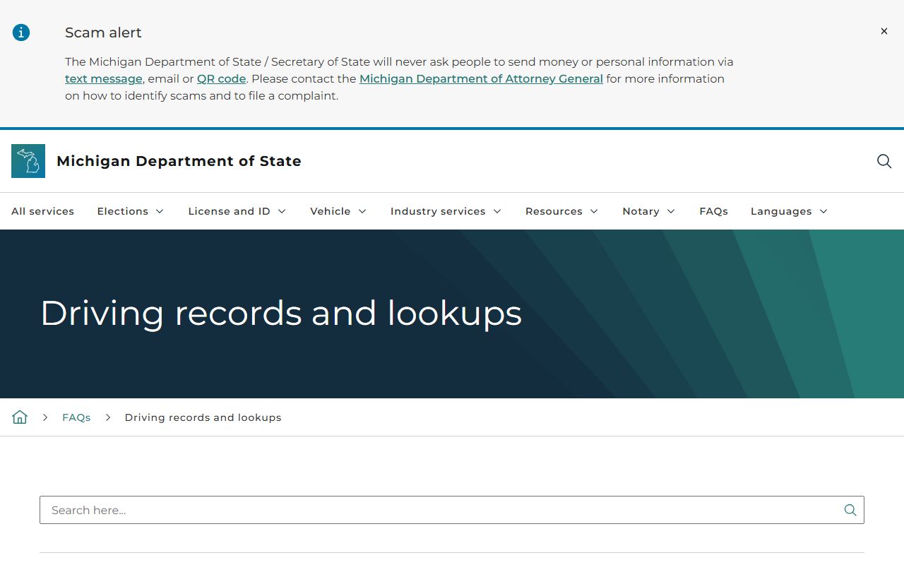 Alcona County traffic records public access guidance