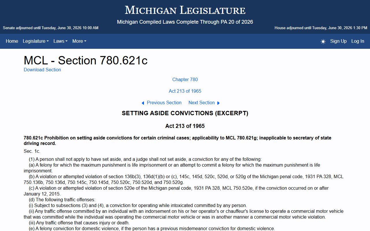 Alcona County traffic records expungement statute